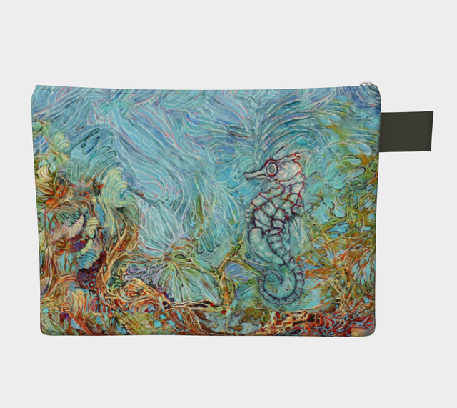 SEAHORSE AND CORAL Zippered Pouch