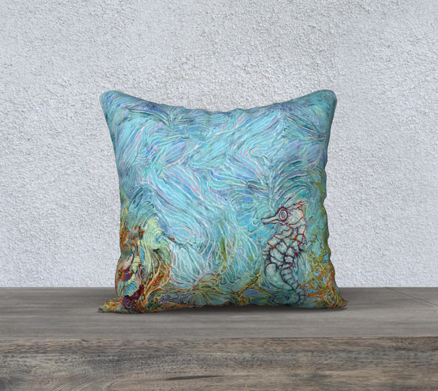 SEAHORSE AND CORAL Cushion Cover
