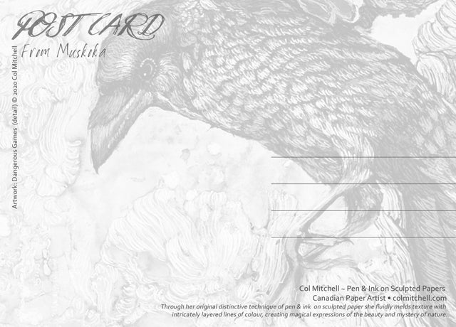 Dangerous Games Raven - PostCard - Col Mitchell ~ Wild Blackbird