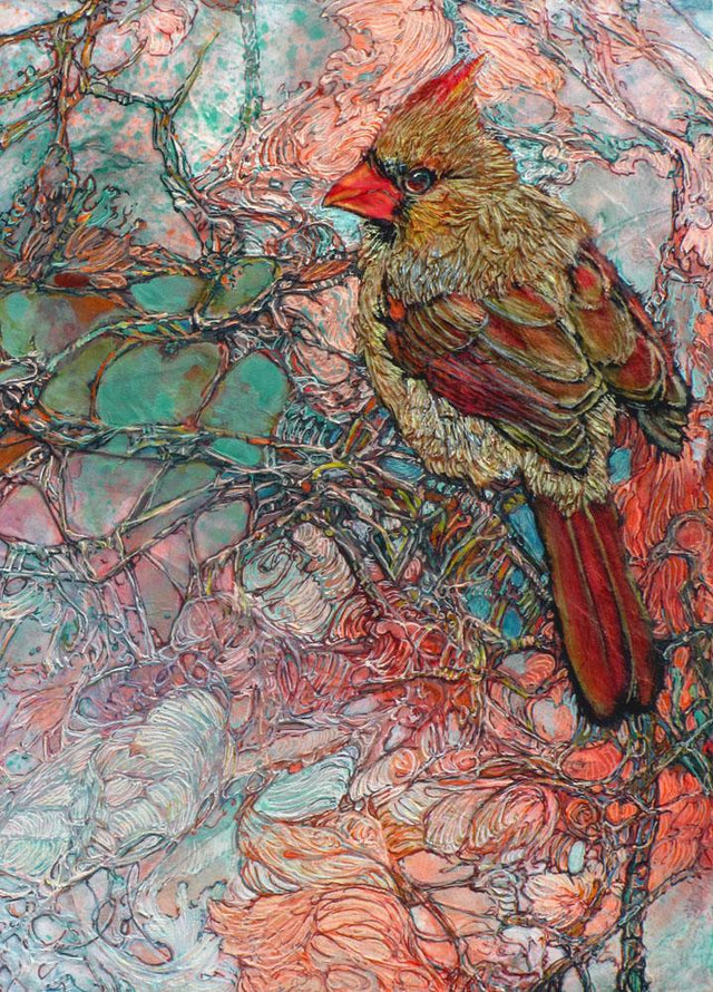 Thicket Starlet Cardinal - Postcard - Col Mitchell ~ Wild Blackbird
