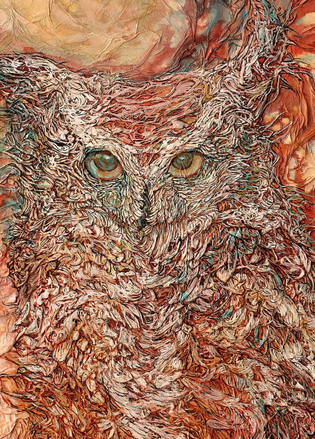 Wind Rider Owl - Postcard - Col Mitchell ~ Wild Blackbird