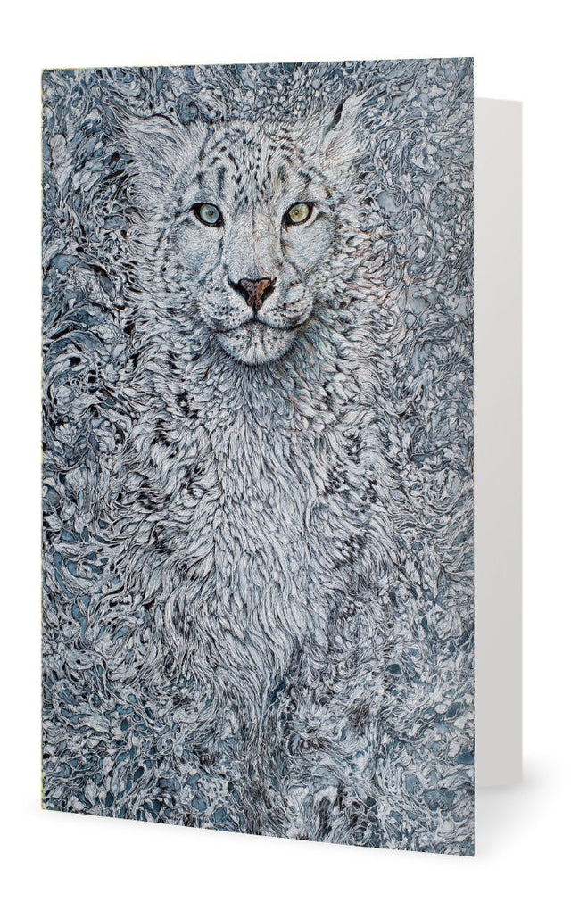 Winter's Ghost Snow Leopard - Art Card - Col Mitchell ~ Wild Blackbird
